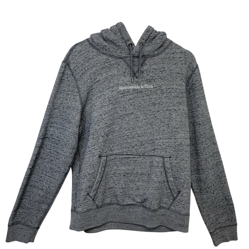 Abercrombie & Fitch Y2K Hoodie Sweatshirt Spell Out Men Medium Soft Fleece Gray